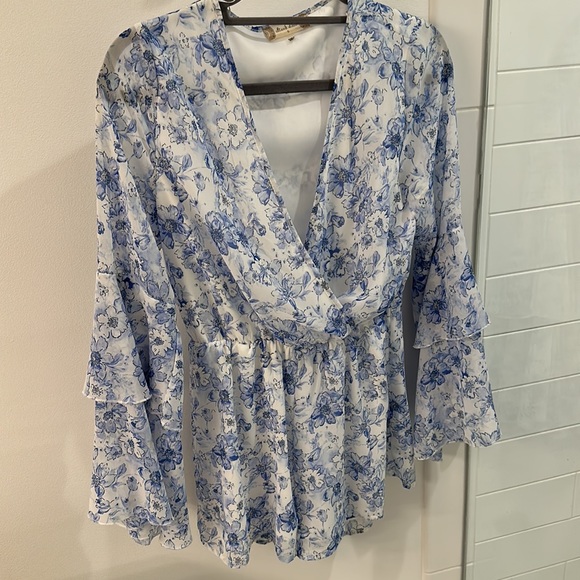 Altar’d State romper. Small. Like new. Sheer floral over nice white lining. - Picture 3 of 7